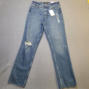 High waist Blue Straight Leg Jeans
